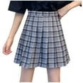 thumbnail image 2 of Rewenti Skirt for Women Plaid Pleated A-Line Skirt Anti-Burnout High Waist Short Skirt Gray 12(XXL), 2 of 5