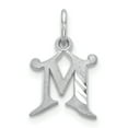 thumbnail image 1 of 14k White Gold 14KW Diamond-cut Letter M Initial Charm Pendant, 1 of 1