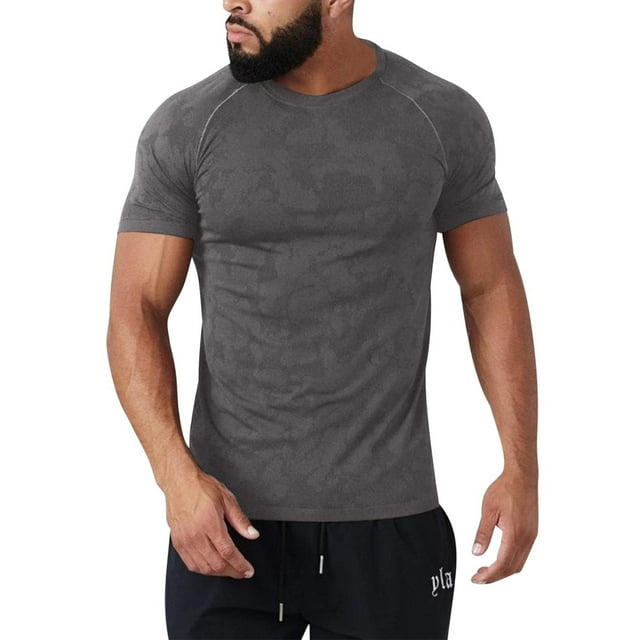 Styesk T-Shirts pour Homme T-shirt Camouflage à Col Rond à Manches Courtes Décontracté de Sport pour Homme