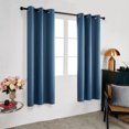 thumbnail image 3 of Deconovo Faux Linen 100% Blackout Curtains for Nursery, Solid Blue Grommet Window Drapes with Coating, 38 x 72 Inch, 2 Panels, 3 of 9