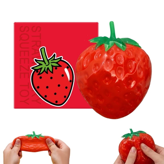 Red Strawberry Squishies, Squishies Red Strawberry, Fidget Toys Adults & Teens Easter Basket Stuffers, Glitter Sensory Stress Ball Stretchy Squeeze Toys for Stress Relief,1PCS
