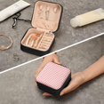 thumbnail image 7 of GZHJMY Cute Red and White Plaid Travel Jewelry Organizer Portable PU Leather Jewelry Box for Womens Earring Necklace Bracelets, 7 of 7