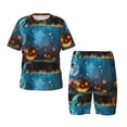 thumbnail image 1 of Wukai Ensemble de Pyjama à Manches Courtes Imprimé Halloween Effrayant et Sommeil pour Enfants, 2 Pcs-Petit, 1 of 6