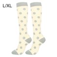 thumbnail image 1 of Bas de Compression 20-30 mmHg Longueur Genou Bas de Sport pour Unisexe Longueur Chaussettes de Cyclisme 20-30 mmHg Course Cyclisme, Beige, Pois, G/TG, 1 of 7
