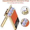 thumbnail image 3 of Orange Plated Hinged Case Compatible Samsung Galaxy Z Flip 3 5G Magnetic Case with Ring,Screen Protector Full Body Protective Samsung Flip 3 Case Cover,Phone Case for Galaxy Z Flip 3 Stand Case, 3 of 14