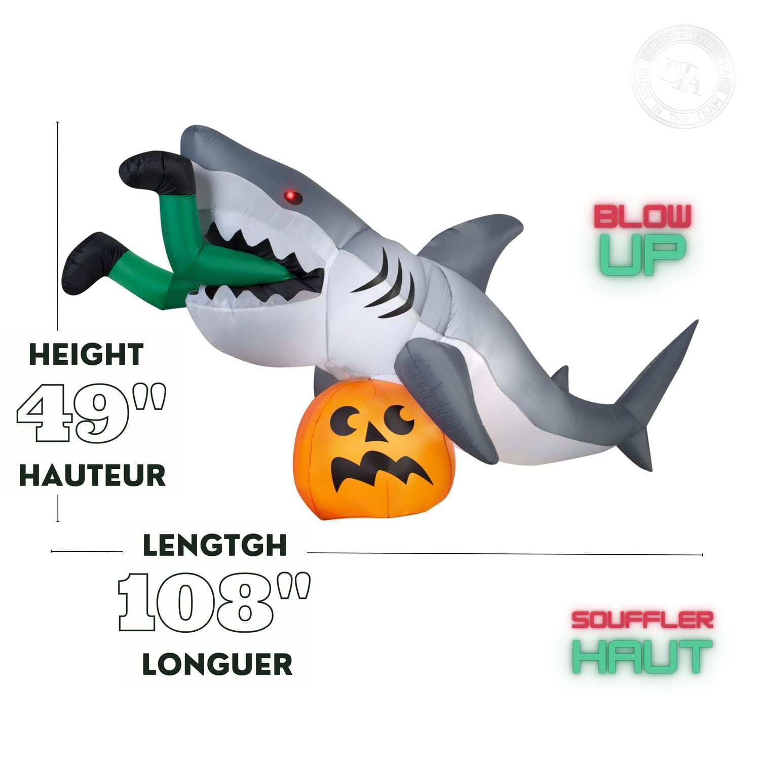 Scène animée de collation de requin gonflable d'Halloween