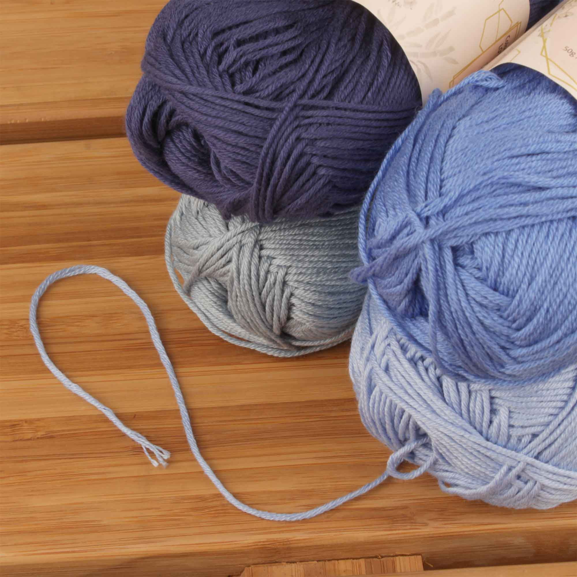 JubileeYarn Bamboo Cotton Sport Yarn - Shades of Blue - 4 Skeins