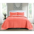 thumbnail image 6 of Quilt Set King/Cal King/California King Size Coral - Oversized Bedspread - Soft Microfiber Lightweight Coverlet for All Season - 3 Piece Includes 1 Quilt and 2 Shams, Geometric Pattern, 6 of 7