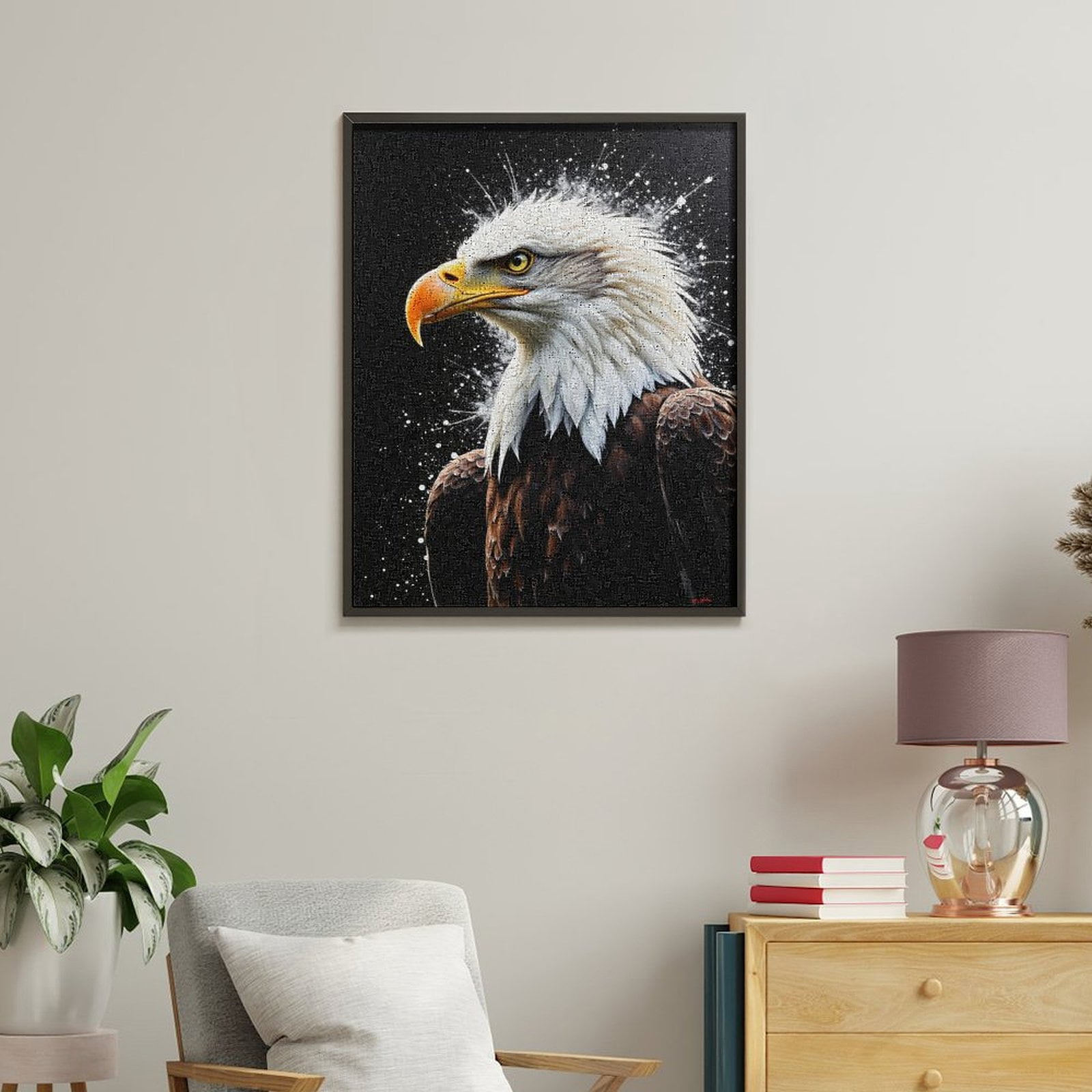 Paint By Numbers Kit for Adults Beginner - DIY Majestic Bird White Feathers Art Canvas Painting Kits for Adults, Frameless Paint By Number for Adults for Home Wall Decor 16x20 Inch