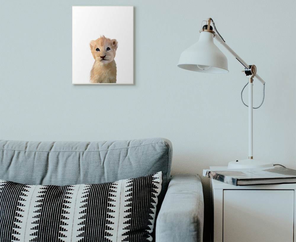 The Kids Room by Stupell Cute Baby Lion Animal Kids Painting Wall Plaque Art by Leah Straatsma