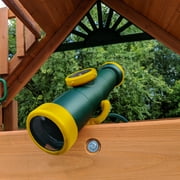 Gorilla Playsets Avalon Swing Set with Wood Roof, Trapeze Arm, Climbing Wall and Slide, Amber