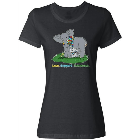 Inktastic Autism Love, Support, Awareness Elephants Women's T-Shirt