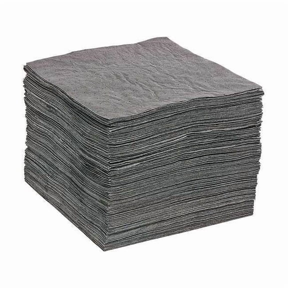 Spilltech Sorbent Pad, 28 gal, 15 in x 19 in, Universal, Gray, 200 PK GPF200S