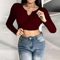 thumbnail image 5 of Aboser Womens Long Sleeve Tight Shirts with Built in Bras Soft Notch V Neck Tops Slim Fit Basic Tees Solid Color Layering Shirt Comfy Casual Tshirts, 5 of 9