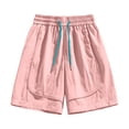 thumbnail image 5 of Womens Quick Dry Shorts High Waist Stretchy Straight Leg Bermuda Shorts with Pockets Casual Summer Athletic Lounge Pants Pink 2XL, 5 of 6