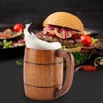 thumbnail image 6 of Nib 13 oz Wooden Beer Cup Gifts for Men Women Tankard Vintage Viking Cup Big Capacity Tea Water Classic Wood Drinking Mug Handmade Unique Coffee Mug for Dad Husband Camping Outdoor Fancy Mug, 6 of 9