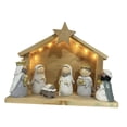 thumbnail image 3 of Estatua de la Natividad de Navidad, figura del nacimiento de Jesús con luz, obra de arte, adorno de escritorio para la estantería de la sala de estar, 3 of 9