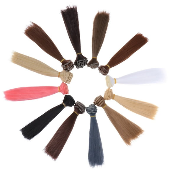 FRCOLOR 12Pcs Synthetic Hair Bundles Assorted Color for DIY Making and Repair Supplies