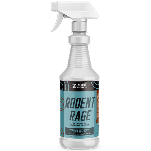 Zone Protects Rodent Rage Mouse & Rat Repellent; All-Natural Rodent Repellent Outdoor Barrier Spray, 32oz