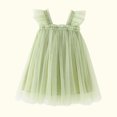 thumbnail image 4 of ameIAEA Baby Girl Tulle Ruffle Sleeve Dress A-Line Layered Princess Sundress Solid Color Casual Summer Dresses, 4 of 4