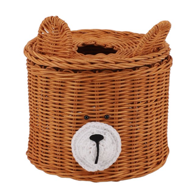 Distributeur de Boîte à Mouchoirs, Porte-Mouchoirs Rond en Rotin Polyvalent Entretien Facile avec Couvercle pour Table