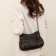 thumbnail image 3 of Bolso de hombro de cuero de PU retro para mujer Bolso de cartera vintage versátil de gran capacidad, 3 of 9