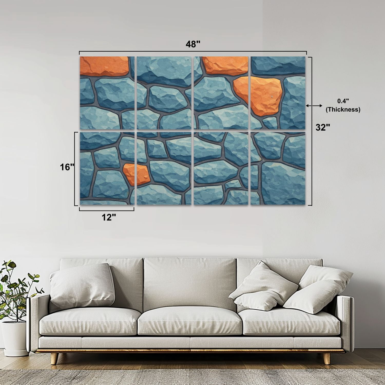 8 Pack Art Acoustic Panels Sound Absorbing Gray dirty stone wall Texture grey granite Dark rough rocks Decorative Soundproof Wall Panels Self Adhesive for Nursery Game Room Bedroom 48"x32"