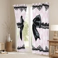 thumbnail image 3 of Manfei Girls Black Ribbon Bow Curtains Pack of 2 (42x84 Each),Kids Teens Bohemian Flower Curtains Blackout,Luxury Bedroom Decor, 3 of 6