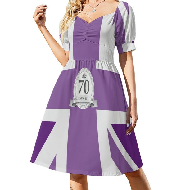 Bandera del Jubileo de Platino (Púrpura) Vestido de manga corta Vestidos de noche Vestidos de noche para mujer Vestido de fiesta 2025 2025