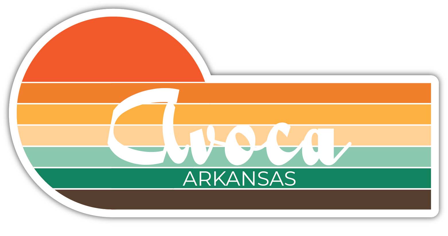 Avoca Arkansas 2 x 1.25 Inch Sticker Retro Vintage Sunset City 70s