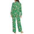 thumbnail image 3 of SCRAWLGOD Deer Ho Ho Pajamas Women Long Sleeve Button Up Pajama Top Women Soft V Neck Christmas Sleepwear for Women Size XS Comfy 2-Piece Lounge Set Women, 3 of 7
