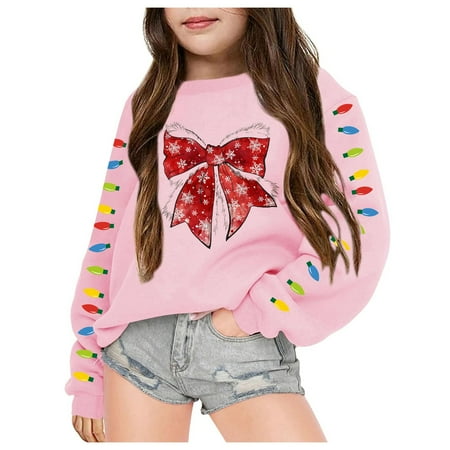 

Children Girls Christmas Bow Xmas Fall Plus Size Hoodie Pullovers Fashion Sweatshirts Holiday Logo Print Clothing Tops Hop Oversized Sweatshirts Babies Sweaters Boy Boys Hoodies for Teen Boys Hoodies