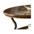 thumbnail image 2 of Wooden Oval Cocktail Table with Glass Top and Open Bottom Shelf Brown- Saltoro Sherpi, 2 of 6
