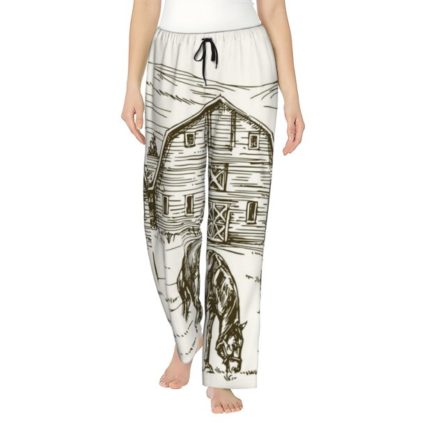 Balery Horses Grazing On Meadow Pantalones de pijama para mujer, pijamas ultraligeros, pantalones de estar por casa-3X-Large