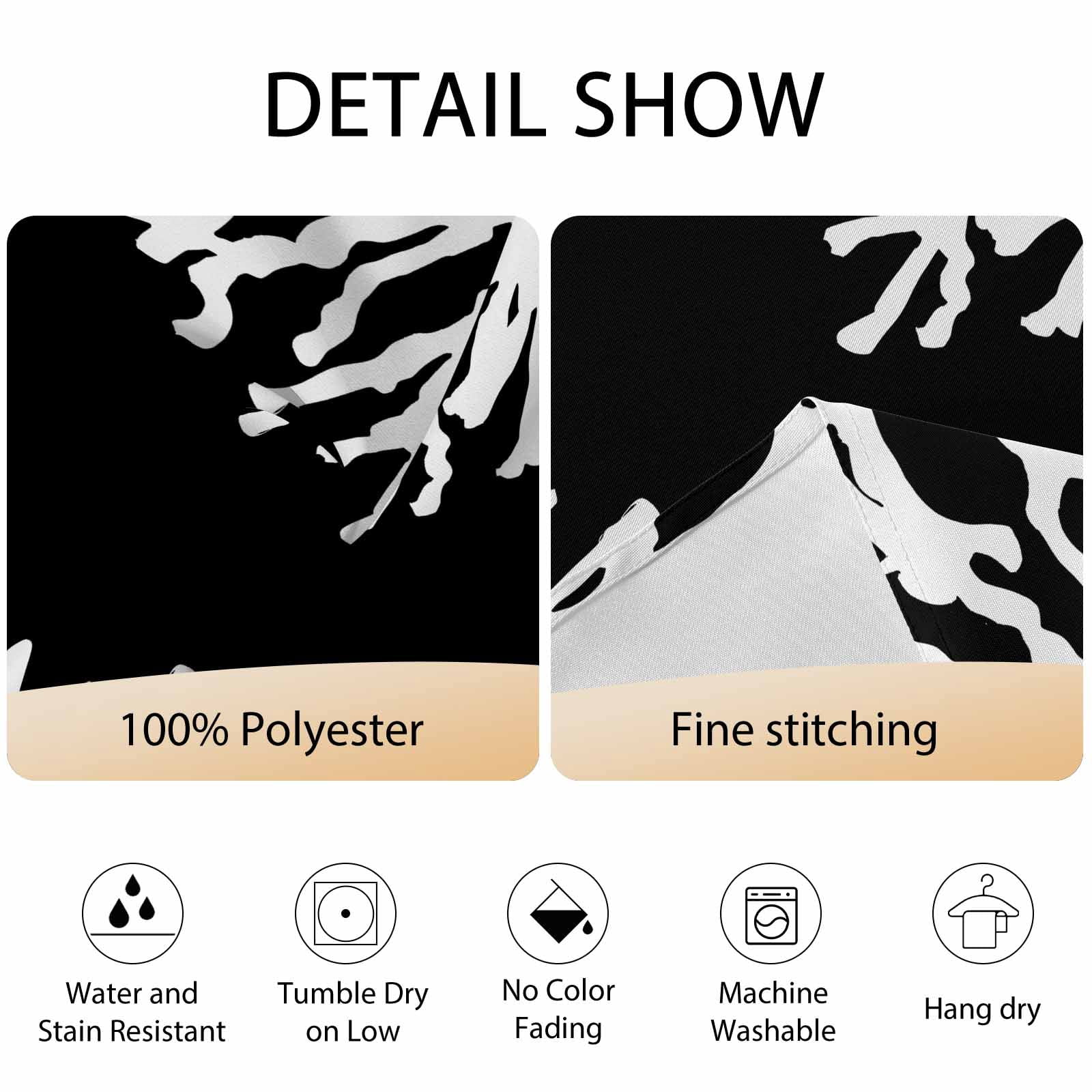 Round Tablecloth Nautical Coastal Waterproof Oil Proof Polyester Table Cloth Cover Decor for Home Dining Outdoor,Patio,Parties, 60" Dia. Ocean Coral Print Black White
