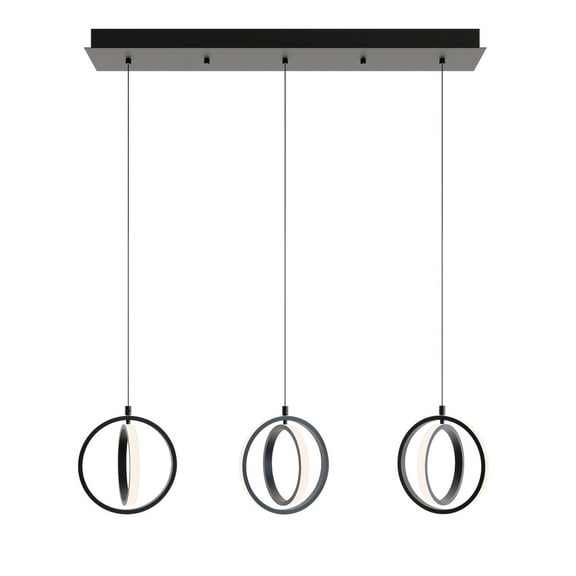 AFX  Lock 3 Light Linear Pendant - Medium Base 120V Black