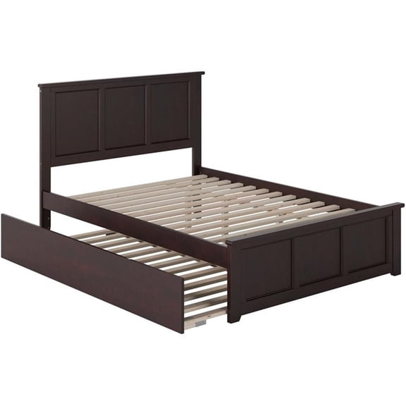 Leo & Lacey Full Platform Bed with Matching Footboard & Twin Trundle in Espresso