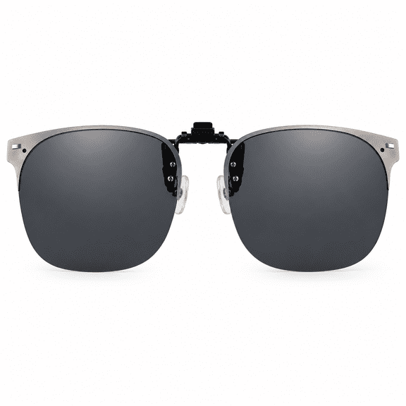 Elvoria Clip on Sunglasses Over Prescription Glasses Polarized Anti Glare Flip Up Uv Protection Glasses for Men Women - Gray Lenses