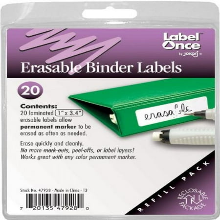 Binder Labels Templates - Jokari Label Once Erasable Binder Labels Refill Pack, 20-Count