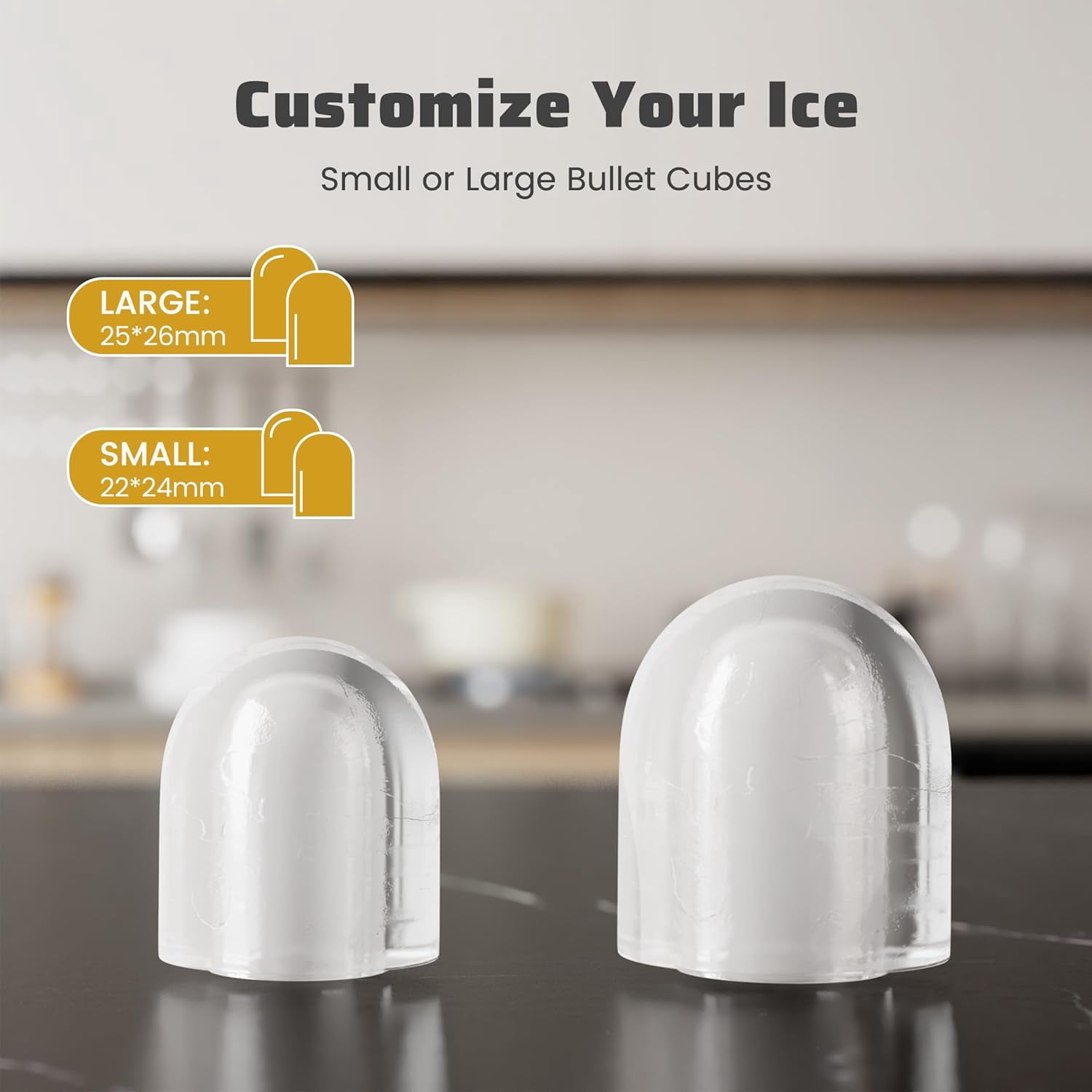 Ice Makers Countertop with Handle, Portable Ice Machine, 9 Bullet Ice Cubes in 6 Mins, 26lbs in 24Hrs, Auto-Cleaning, with Basket and Scoop, for Home, Kitchen, RV, Camping