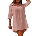 thumbnail image 3 of Womens Swimsuit Cover Up Turn Down Collared Short Sleeve Bathing Suit Coverup Summer Loose Fit Beach Cover Ups, 3 of 5