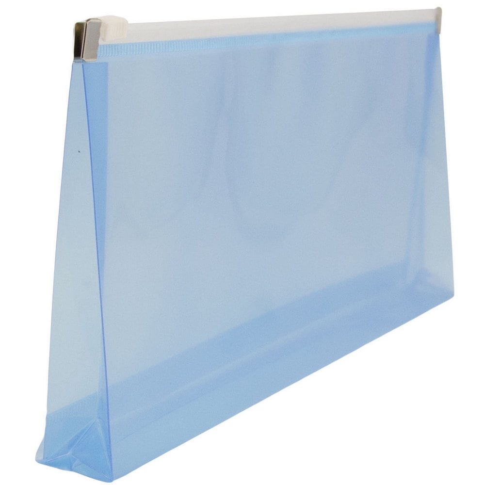 JAM Paper Plastic Envelopes with Zip Closure, #10 Booklet Wallet, 5 x 10, Blue, 3/pack