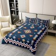 thumbnail image 2 of Erosebridal Aztec 100 Percent Cotton Duvet Cover King,Boho Retro Stripes Bedding Set,Arrow Western PComforter Cover,Southwest Vintage Geometric Pattern Bed Sets with 2 Pillowcases,Blue, 2 of 5