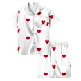 thumbnail image 2 of Toddler Silk Pjs for Kids Valentine Pjs Short Sleeve Heart Button Down Loungewear Girls Silk Pajamas Size 3-4 Years, 2 of 4