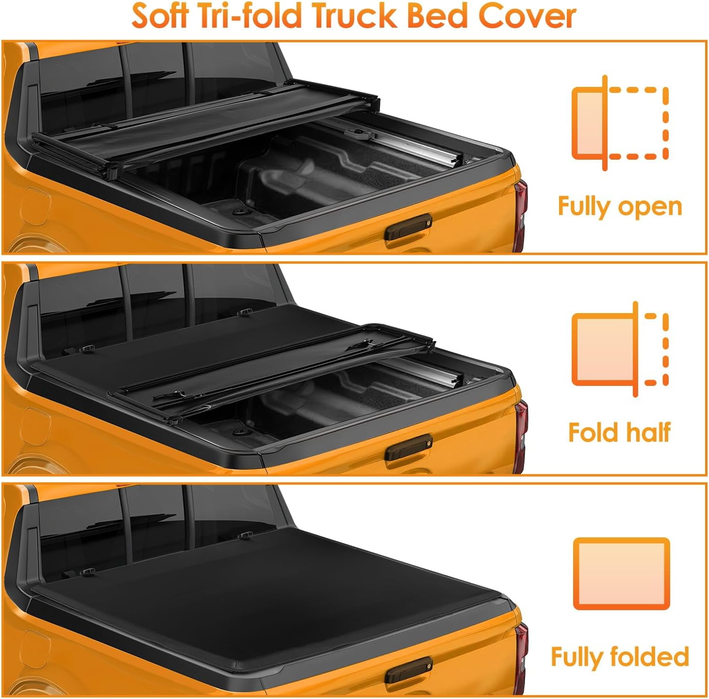 Nilight Soft Tri-fold Truck Bed Tonneau Cover Fits for Toyota Tundra 2022 2023 2024-6.5ft
