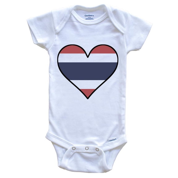 Thai Flag Baby Bodysuit - Cute Thai Flag Heart - Thailand Baby Bodysuit, 0-3 Months White