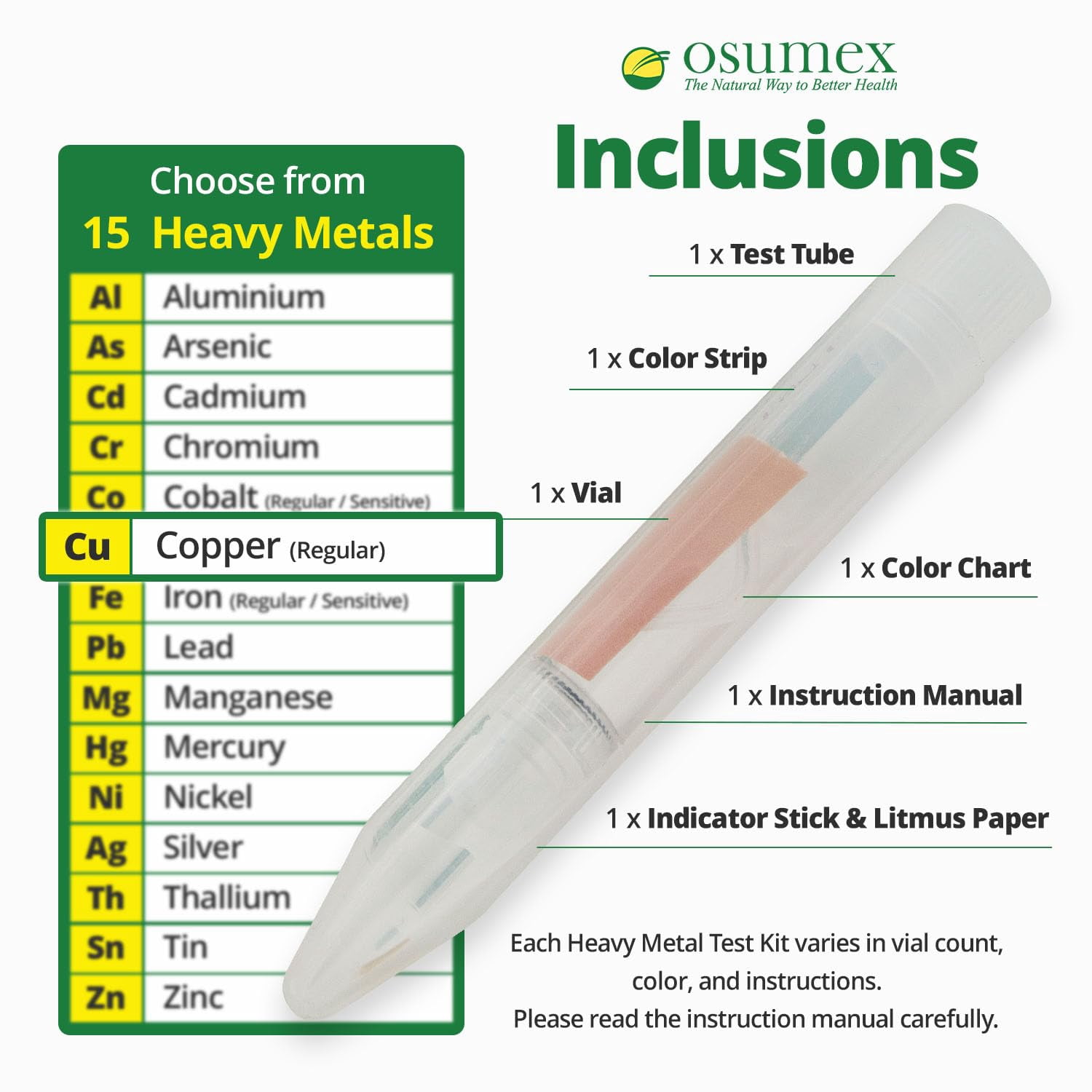 Heavy Metal Test Copper Test Kit Regular 1 Pack - at Home Water Testing Kits for Drinking Water, Heavy Metal Test Kit Water Tester, Copper Water Testing Kit for Water, Food, Urine, & Other Materials