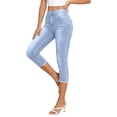 thumbnail image 2 of DuoJiaJ Stretch Denim Capri Pants Casual Comfortable Ankle Length Cropped Jeans With Slim Fit Women's Lounge Pants Blue L, 2 of 4