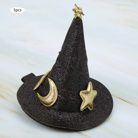 YLSHRF EECOO 5pcs Mini Witch Hat Hair Pins Cute Hair Clips Witch Costume Accessory For New Year Christmas Holiday Kids Hair Decoration