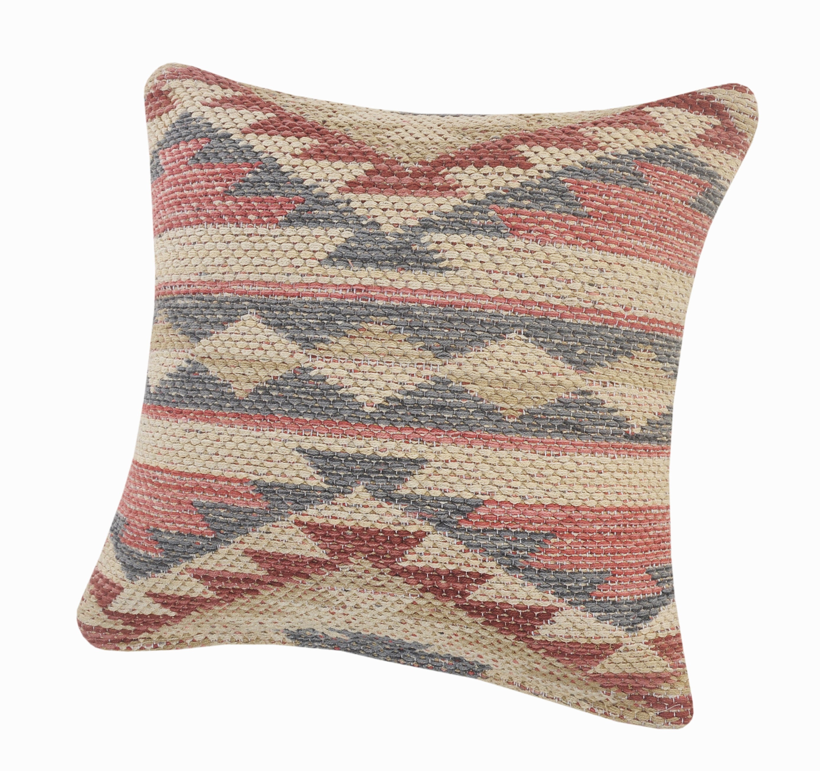 Harlow Hill Qasim Pink/Gray Tribal 18" x 18" Cotton Adult Decorative Feather Filled Pillow